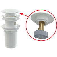 ABLAUFVENTIL für Waschbecken CLICK/CLACK 5/4" Ganzmetall Überlauf weiß - Weiß, Kunststoff (7.5/7.5/15cm) - Alcadrain