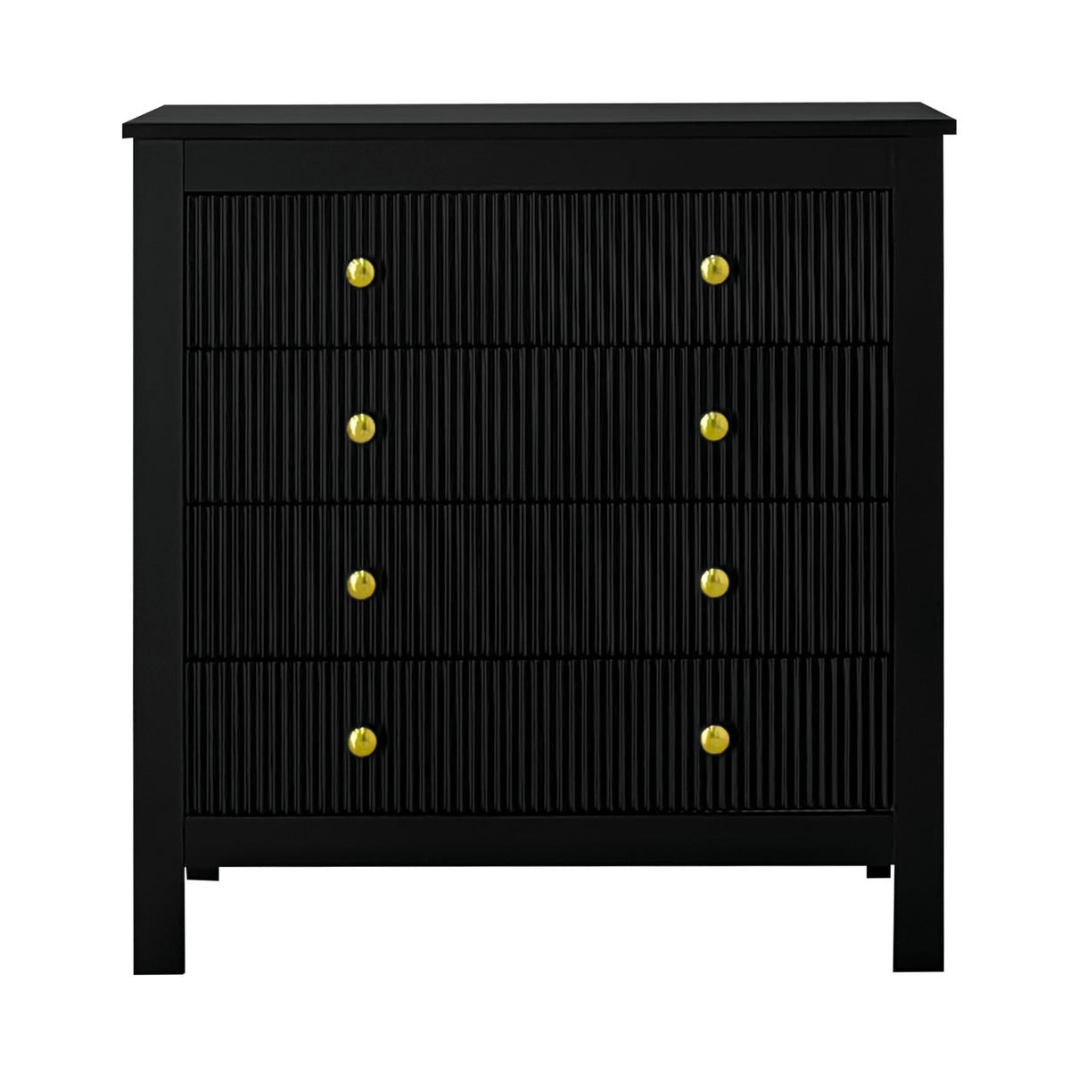 KOMMODE 79/39,5/80,5 cm aus Spanplatte mit 5 strukturierten Schubladen Schwarz - Schwarz, Holzwerkstoff (79/80.05/39.5cm) - Modenvie