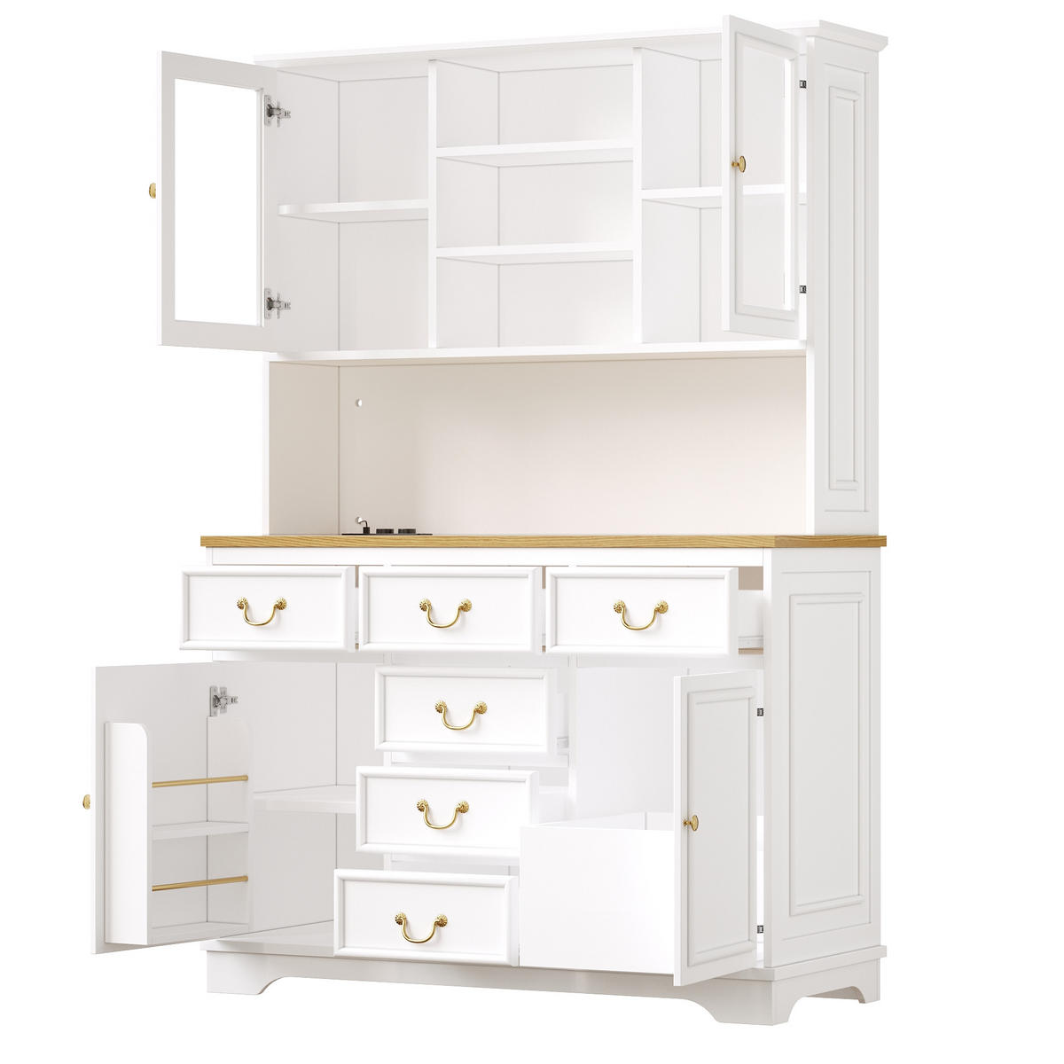 BUFFETSCHRANK 118/39,5/180 cm Weiß aus MDF mit LED - Weiß, Holzwerkstoff (118/180/40cm) - OKWISH