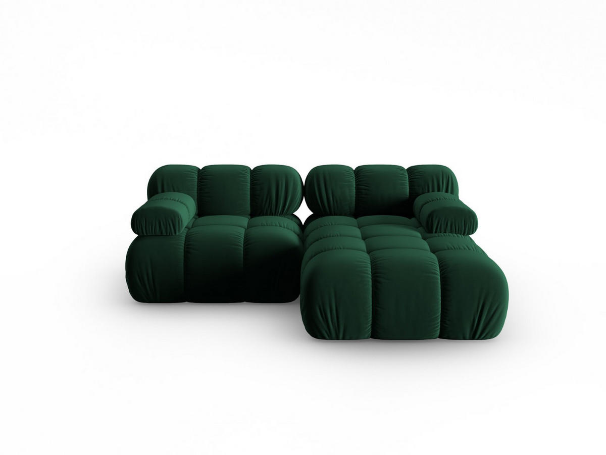 MODULARES-ECKSOFA rechts Bellis aus Samt flaschengrün 3 Sitzplätze - Grün, Textil (157/191cm) - Micadoni
