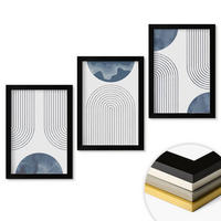 WANDBILDER 3er-Set - 20x30 cm Schwarzer Rahmen - Abstrakte blaue Muster - Schwarz, Kunststoff (20/30cm) - ArtPrintCave