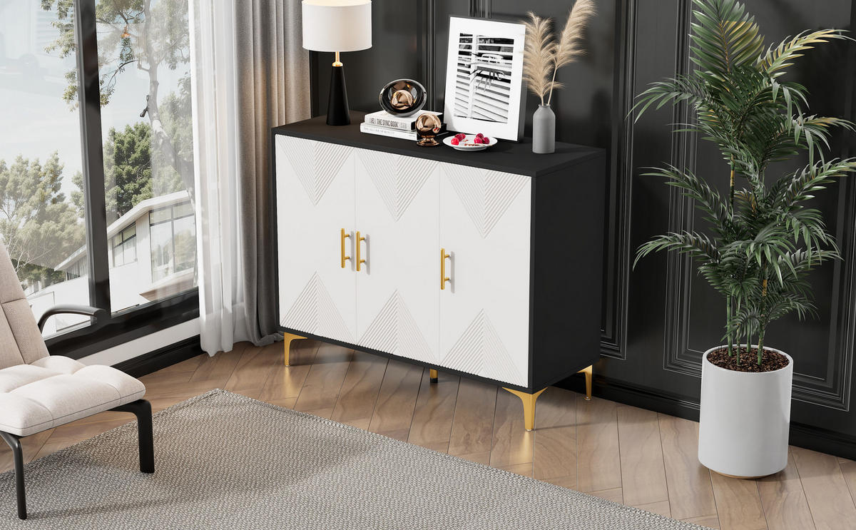 SIDEBOARD Black 120/40/88 CM - Schwarz, Holz (40/88/120cm) - Urban Meuble