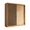 SCHWEBETÜRENSCHRANK Cabinio Eiche Artisan 200/216/61 cm – Modern, mit Lamellen - Walnussfarben/Schwarz, Holzwerkstoff/Kunststoff (200/216.1/61cm) - AX Living