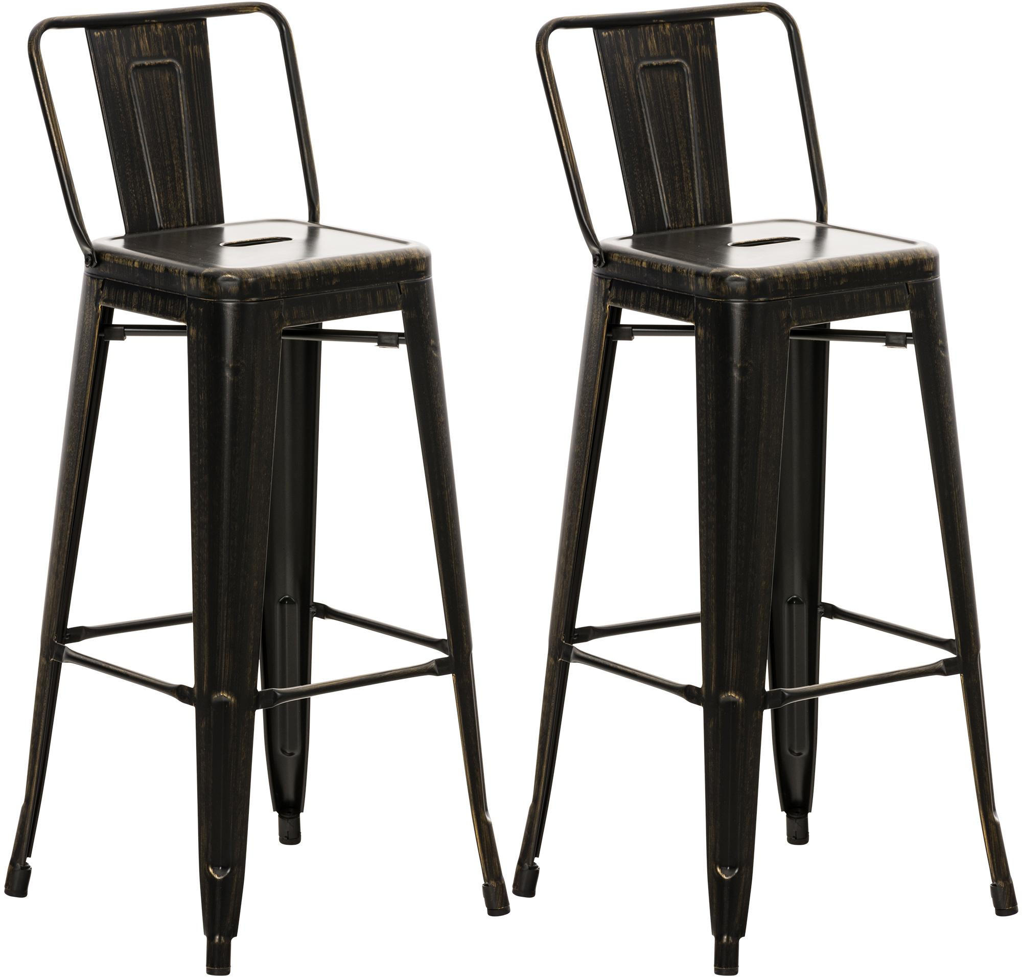 BARHOCKER 2er Set Metall schwarz-gold - Goldfarben/Schwarz, Metall (44/96/43cm) - CLP