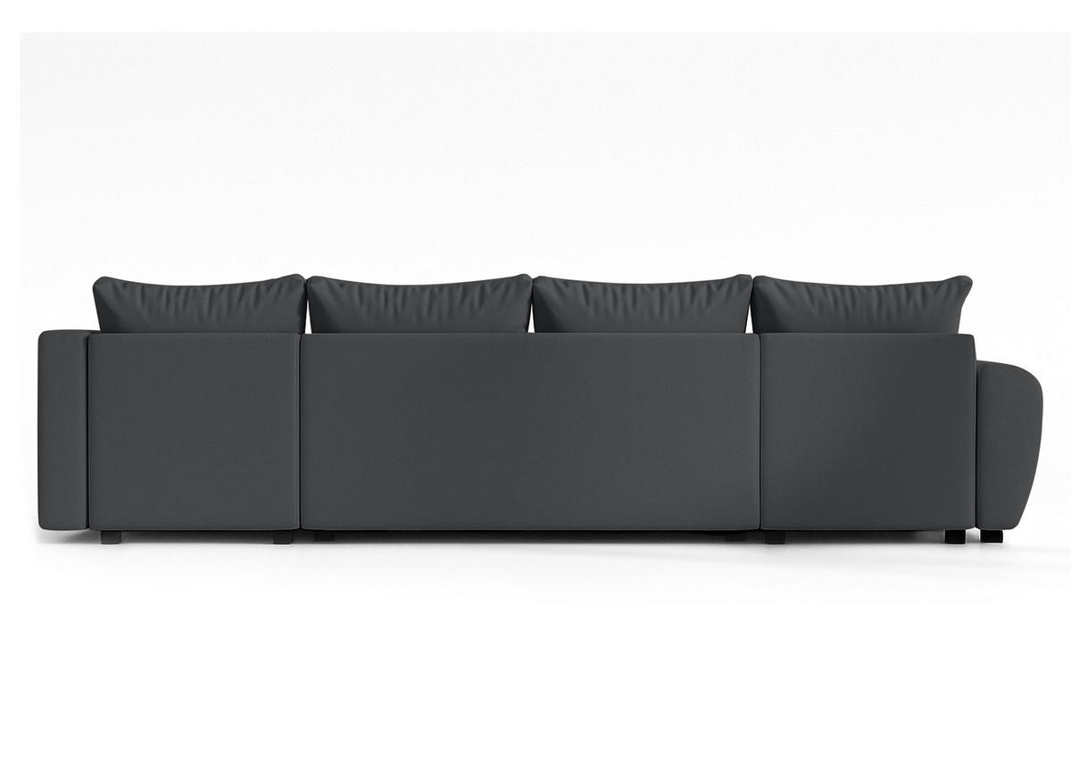 WOHNLANDSCHAFT Malatya U Form MAX Dunkelgrau 311/145/82 cm mit Schlaffunktion - Dunkelgrau/Schwarz, Kunststoff/Textil (208/82/303cm) - AX Living