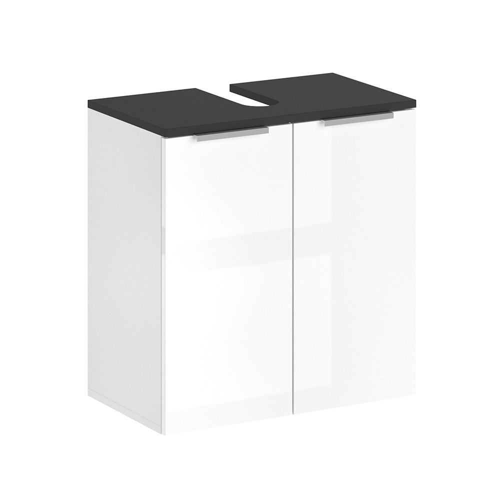 WASCHBECKENUNTERSCHRANK Otis Weiß Hochglanz 58 x 60 cm - Weiß Hochglanz/Weiß, Holzwerkstoff (58/60/33cm) - Vicco