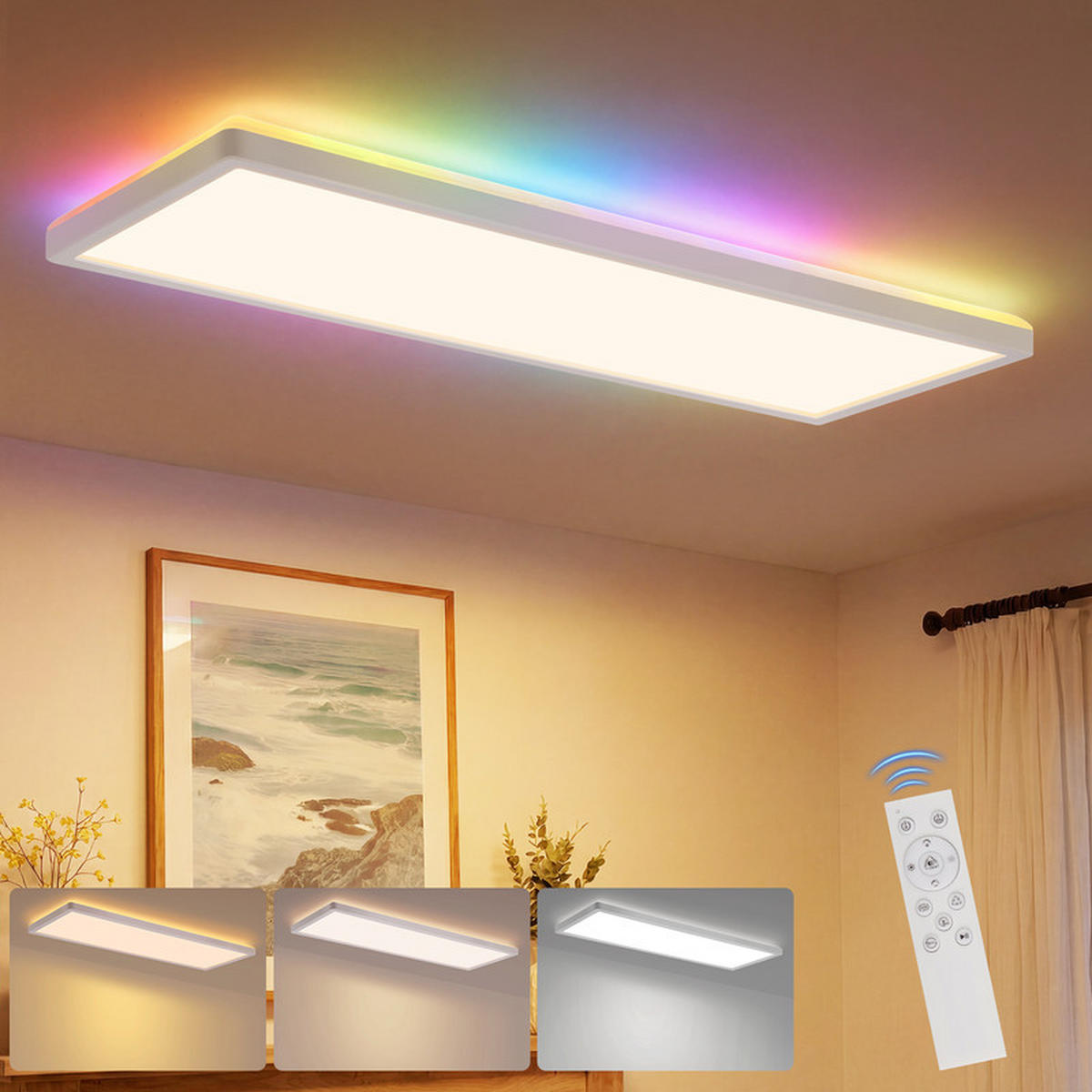 LED stropní světelný panel bílý 20/58/3cm - bílá, plast (58/20/3cm) - Nettlife