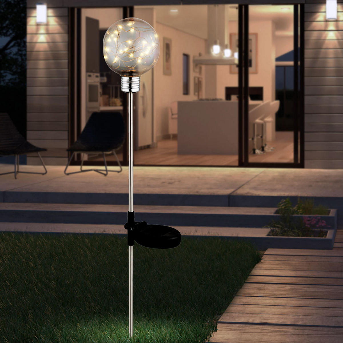 LED WEGELEUCHTE Edelstahl Silber - Silberfarben, Metall (72/10/72cm)