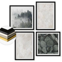 WANDBILDER 4er-Set - 50x50 cm & 40x60 cm Schwarzer Rahmen - Steinpastellmarmor - Schwarz, Kunststoff (50/50cm) - ArtPrintCave