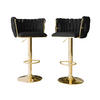 BARHOCKER-SET Muz BS-1142 (2 Stück in Samt) - Goldfarben/Schwarz, Textil/Metall (50/107/52cm) - MIRJAN24