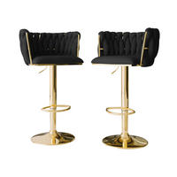 BARHOCKER-SET Muz BS-1142 (2 Stück in Samt) - Goldfarben/Schwarz, Textil/Metall (50/107/52cm) - MIRJAN24