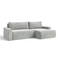 ECKSOFA MILO LARGE mit Schlaffunktion, Bettkasten und Cordbezug, Rechts - VIBE 86 - Grau, Holz (270/142cm) - Dekori_Interiors
