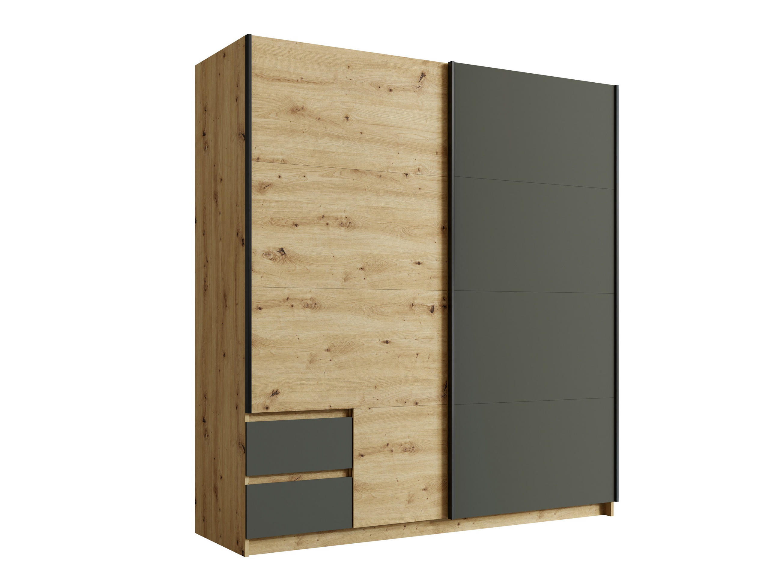 KLEIDERSCHRANK Graphit Schwarz, Eiche Artisan 181/199/59 - Eiche Artisan, Holzwerkstoff (181/199/59cm) - RAUMHIRSCH FURNITURE