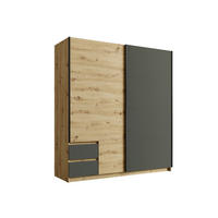 KLEIDERSCHRANK Graphit Schwarz, Eiche Artisan 181/199/59 - Eiche Artisan, Holzwerkstoff (181/199/59cm) - RAUMHIRSCH FURNITURE
