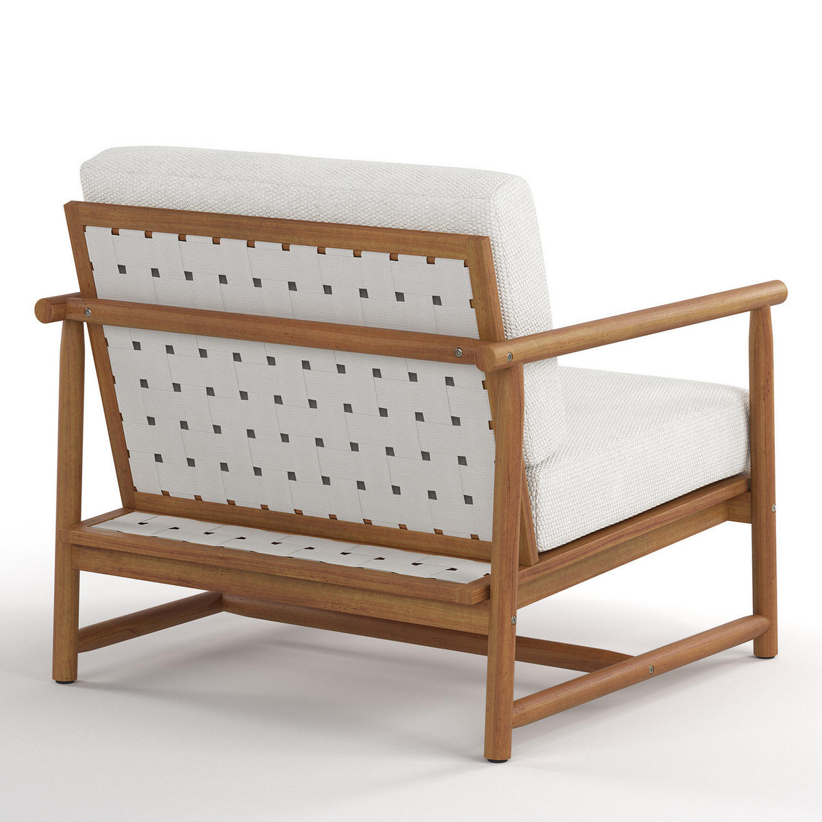 LOUNGEGRUPPE - 4-teilig - Akazie massiv / Webstoff - Akazie Braun / Creme - Creme/Akaziefarben, Holz/Kunststoff - home24