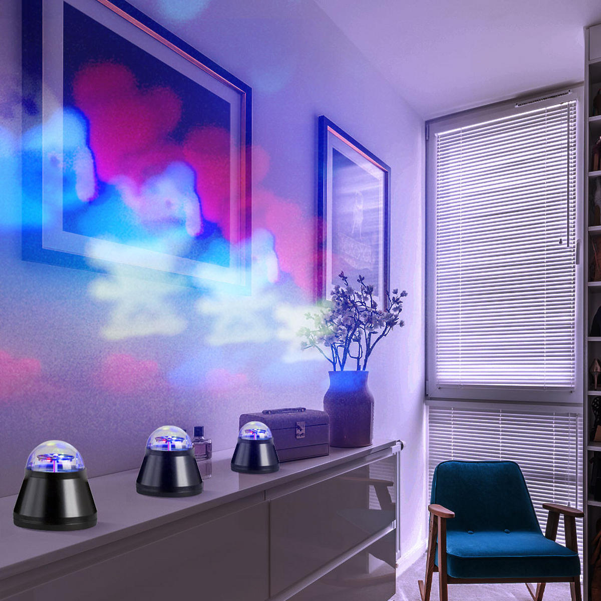 LED DEKOLEUCHTE Kunststoff Schwarz 3er Set - Schwarz, Kunststoff (10/10/10.5cm)