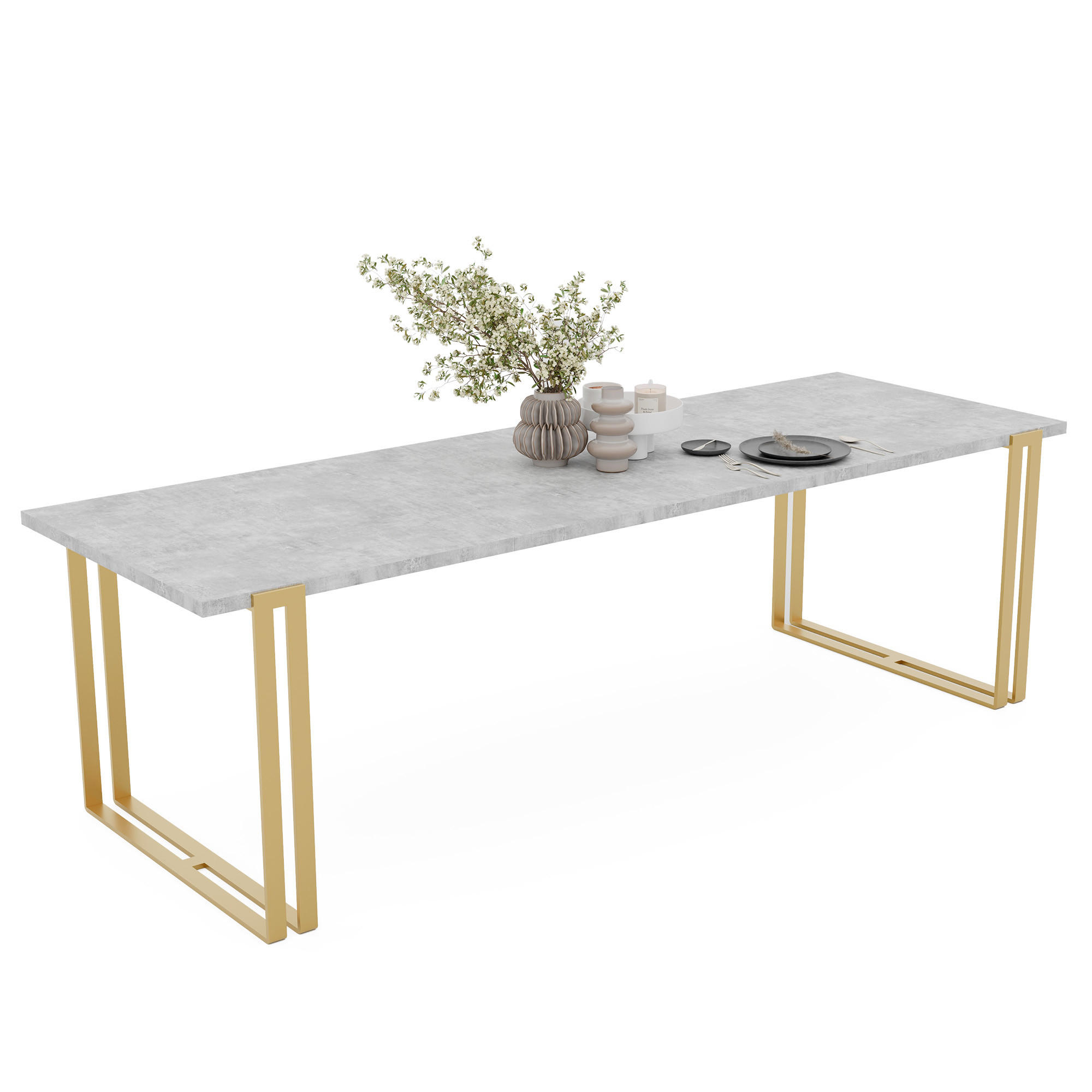 TISCH ausziehbar aus MDF, Grau - Goldfarben/Grau, Holzwerkstoff (120/80/76cm) - Idohome
