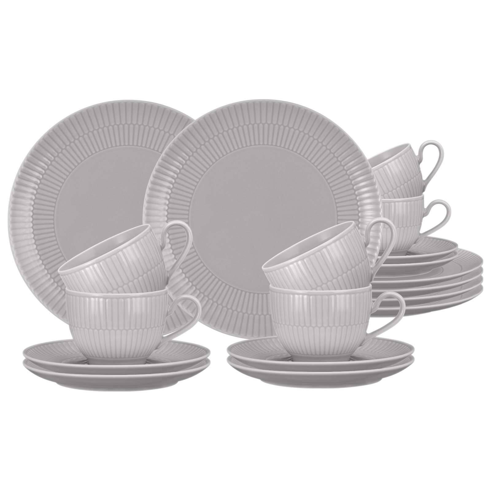 KAFFEESERVICE Amina Silbergrau 18er Set - Grau, Keramik (1/1/1cm) - Seltmann Weiden