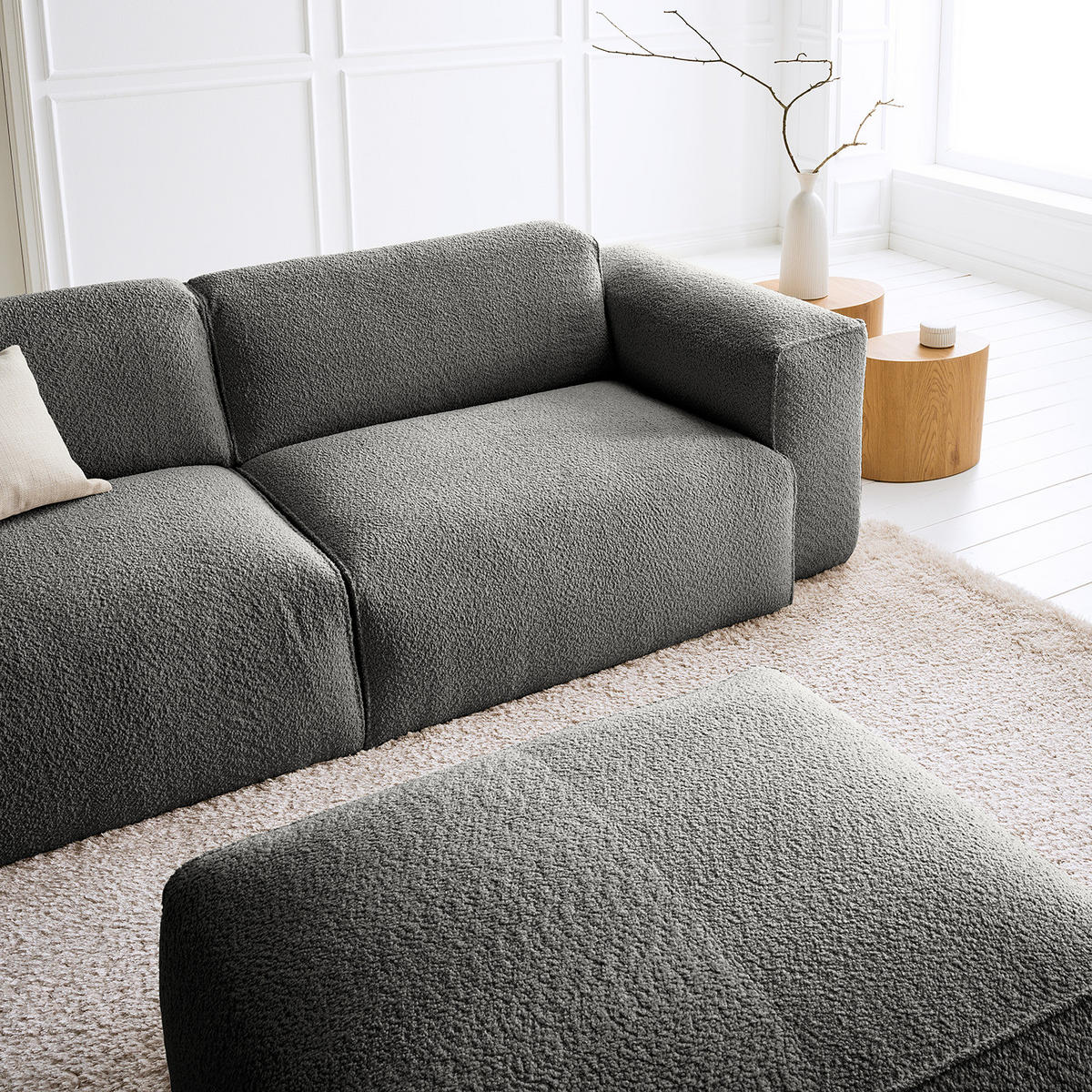 3-SITZER SOFA - Schwarz/Grau, Kunststoff/Textil (251/71/102cm) - home24