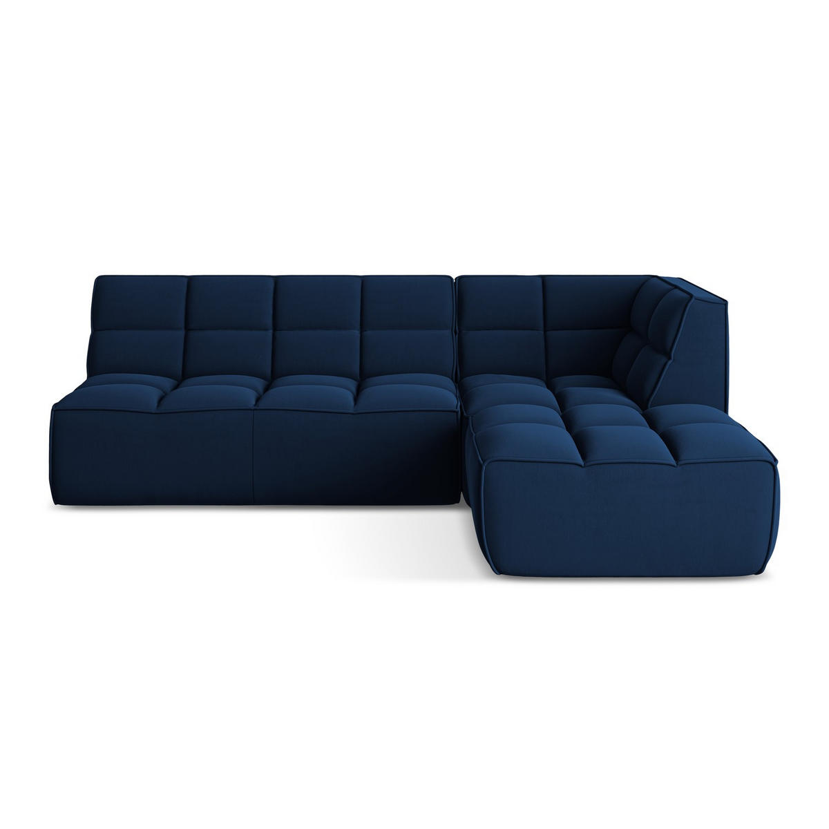 ECKSOFA Beidseitig Samt Stoff Blau - Blau/Schwarz, Kunststoff/Textil (258/178cm) - LaMiaSofa