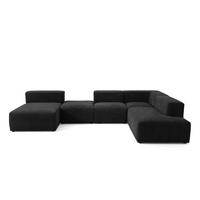 5-SITZER modulares Wohnlandschaft U XXL HEAVEN SET 6 Rechts, Breite 375 cm Webstoff Schwarz - Schwarz, Holz/Kunststoff (245/73/375cm) - Muffo