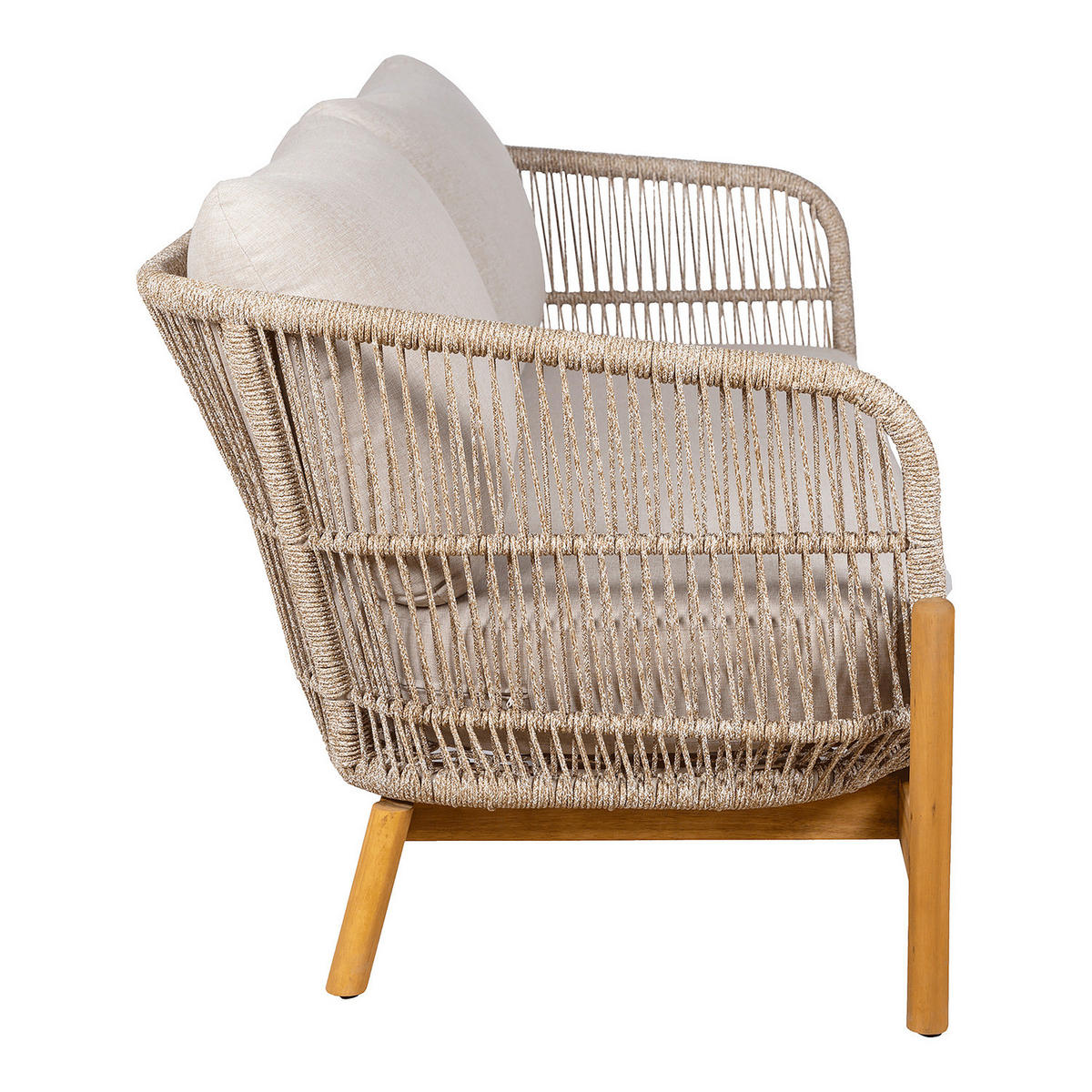 LOUNGECOUCH - Beige - Braun - Polyester - Stahl - 175 x 72 x 79 cm - Beige/Braun, Holz/Textil (175/72/79cm) - home24