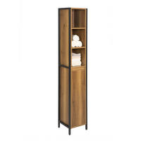 HOCHSCHRANK Vintage - Schwarz/Braun, Holzwerkstoff/Metall (30/168/28cm) - SoBuy