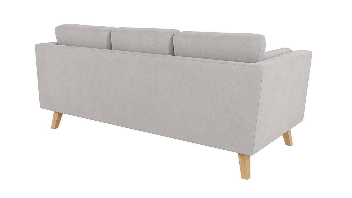 3-SITZER-SOFA Mario Silber Microfaser - Hellbraun/Silberfarben, Holz/Buchenholz (206/90/89cm) - S-Style Möbel