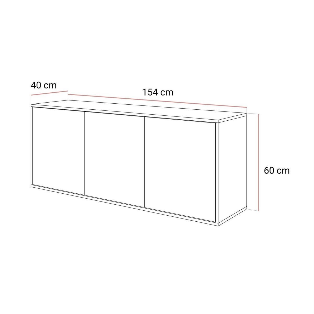 KOMMODE SANAYI Kaschmir Hochglanz – hängend - Kaschmir, Holzwerkstoff (154/60/40cm) - Lookway
