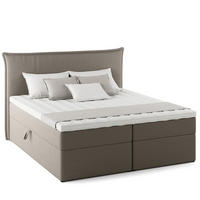 BOXBETT mit Stauraum - Bouclé - Grau, Holzwerkstoff/Textil (180/200cm) - home24