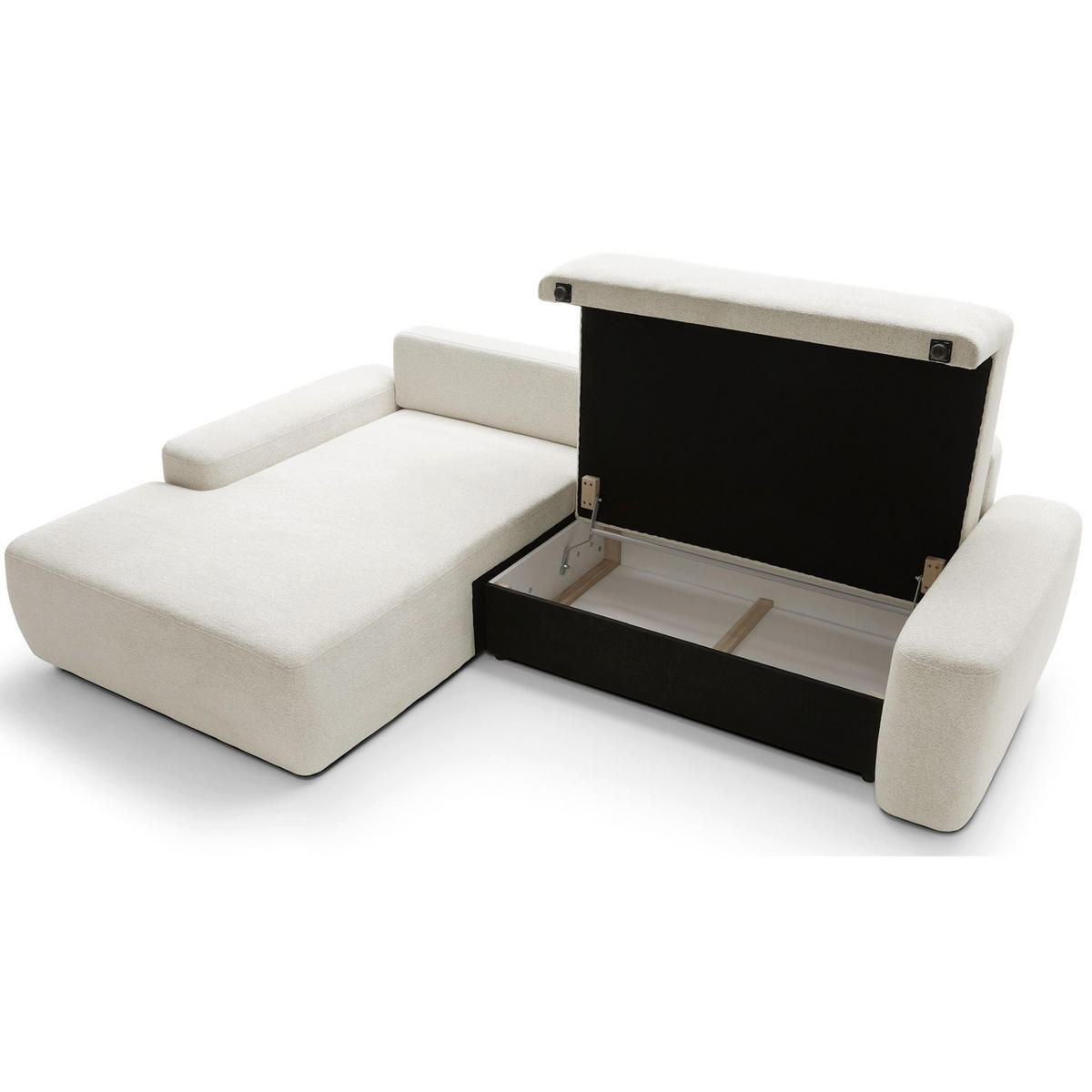 ECKSOFA Baleo Creme Chenille-Bezug - Creme/Schwarz, Kunststoff/Textil (264/162cm) - Selsey