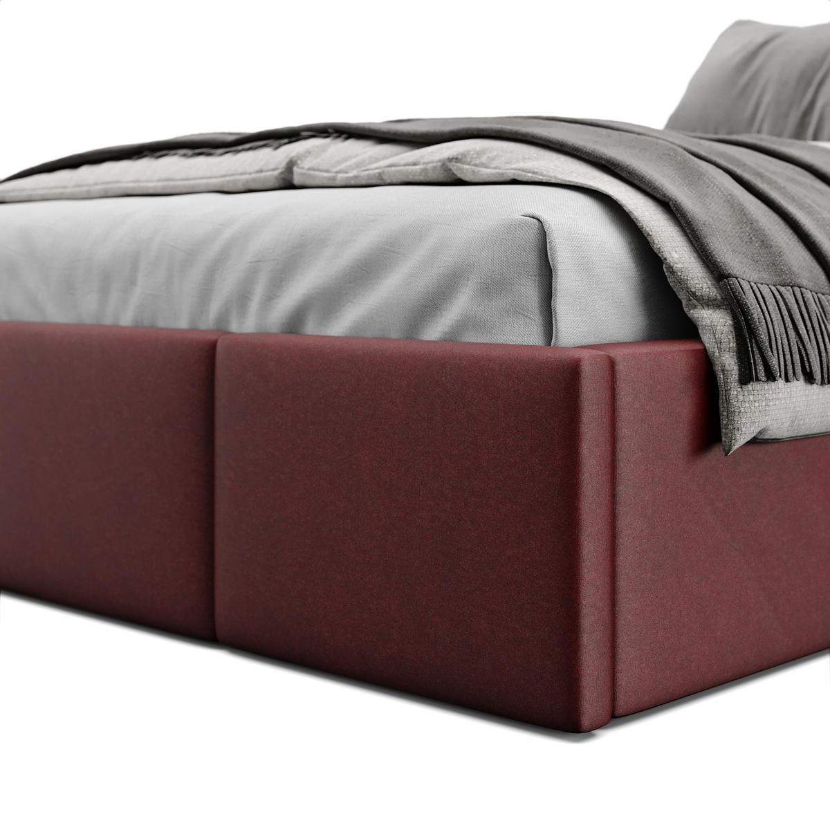 POLSTERBETT für Schlafzimmer Bett mit Stauraum Weinrot 120x200cm - Weinrot, Holzwerkstoff/Textil (120/200cm) - Muralo