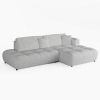 ECKSOFA BARI Rechts weiß Chenille-Stoff L-Form Couch mit Schlaffunktion & Bettkasten - Schwarz/Weiß, Holz (280/170cm) - Barchello