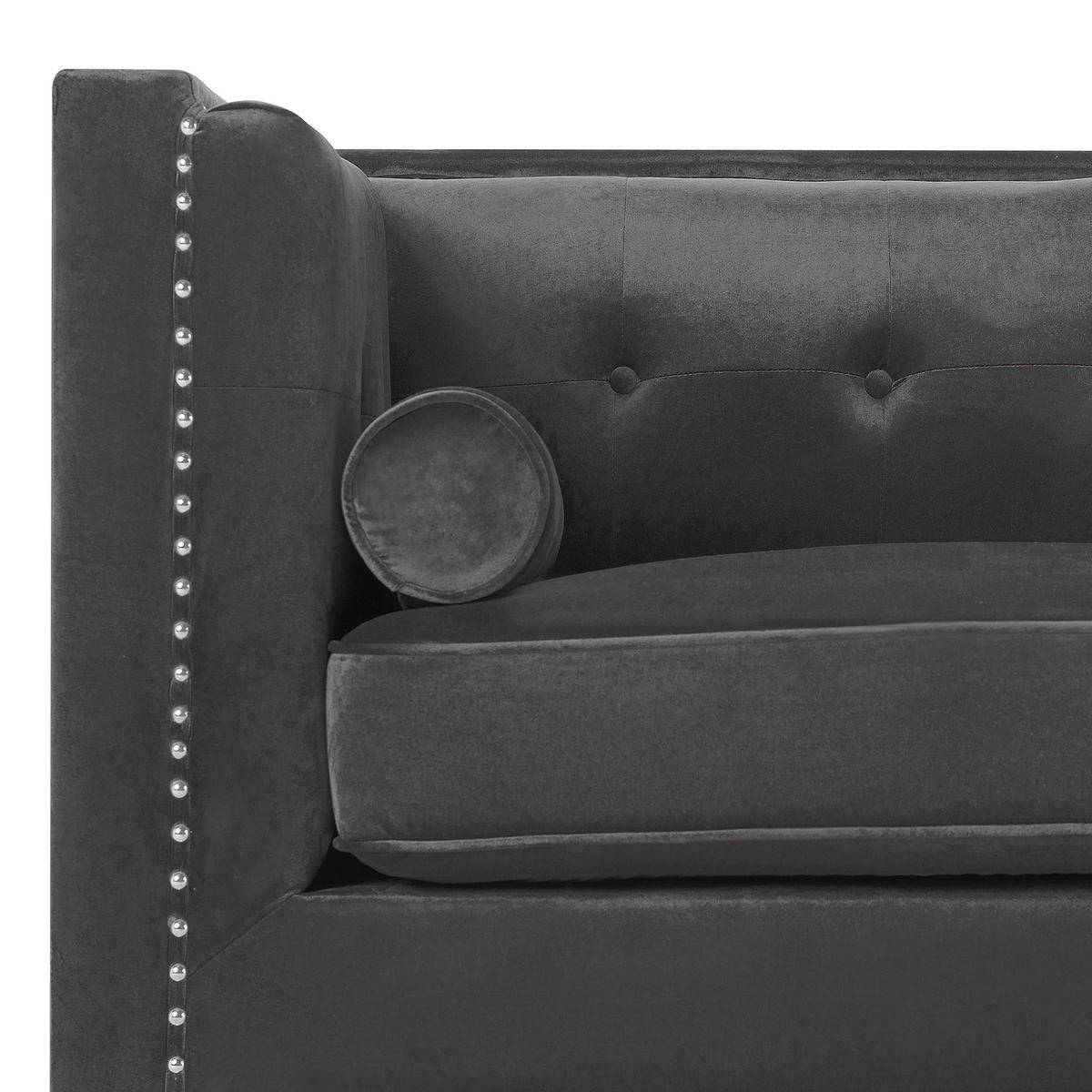3-SITZER-SOFA Samtstoff Dunkelgrau Avaldsenes - Dunkelgrau, Textil (211/74/82cm) - Beliani