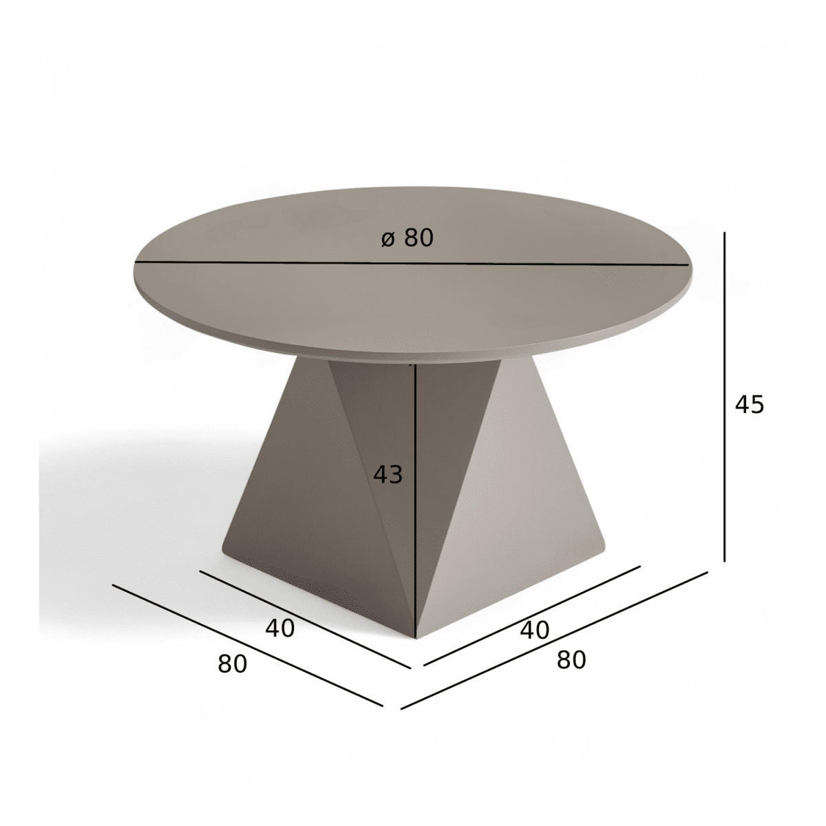 COUCHTISCH rund Beige 80/80/45 cm - Taupe/Graubraun, Holzwerkstoff (80/80/45cm) - Furnhouse