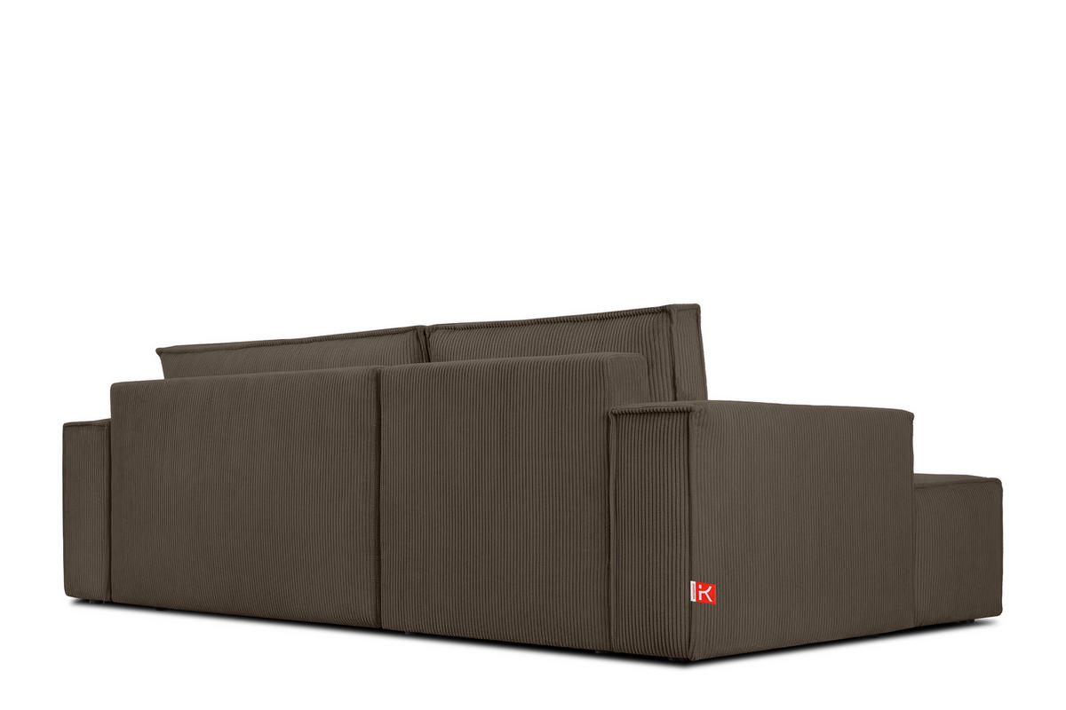 ECKSCHLAFSOFA-LINKS NAPI in Pet Friendly Cord-Stoff, braun - Schwarz/Braun, Textil (262/148cm) - KONSIMO®