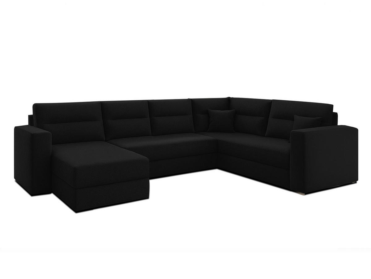 WOHNLANDSCHAFT Lovere Schwarz 314/217/90 cm mit Bettkasten Schlaffunktion Design - Schwarz, Kunststoff/Textil (314/90/217cm) - AX Living