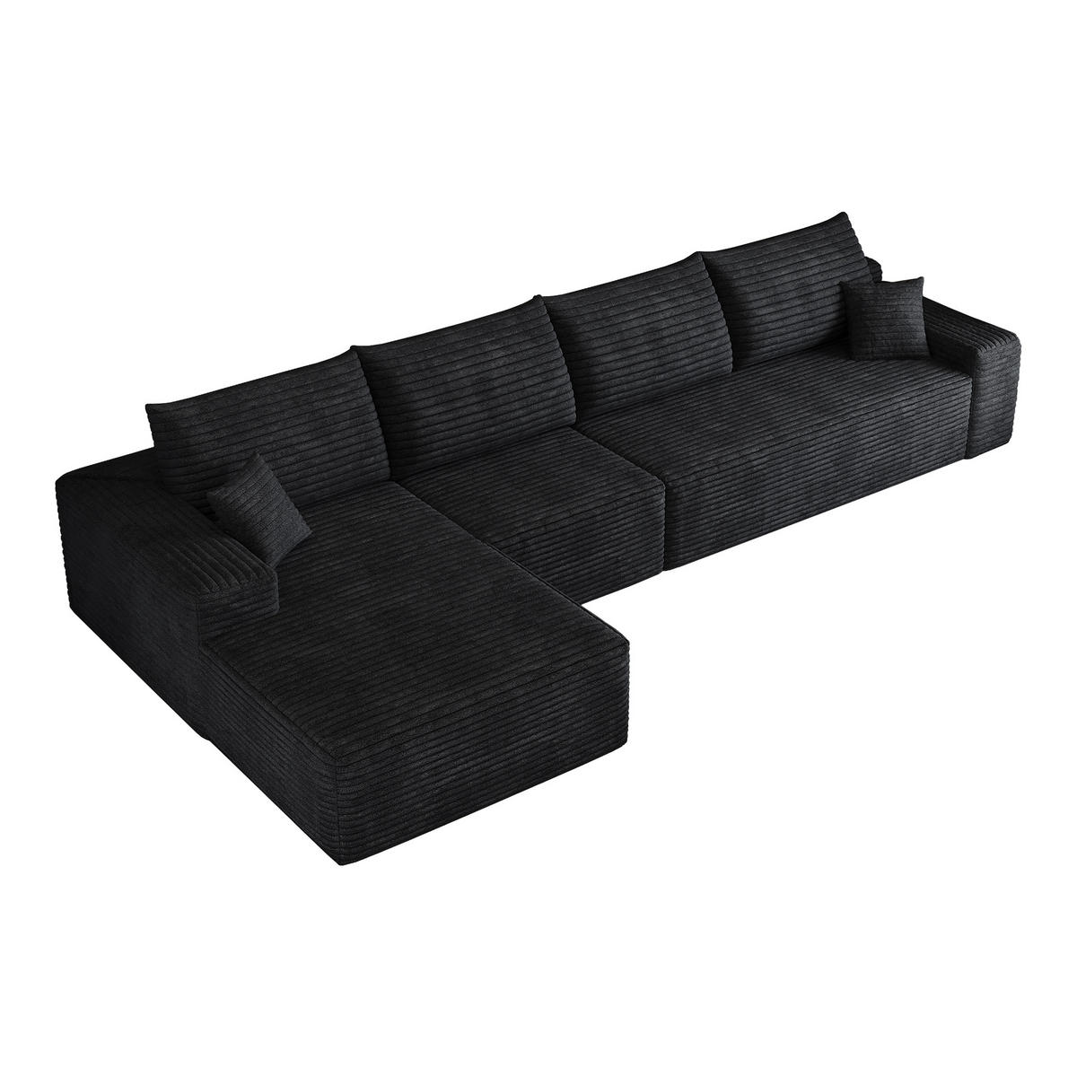 ECKSOFA 340/175/83 cm Schwarz mit L-förmiger Chaiselongue, Linke Seite - Schwarz, Textil (340/175cm) - Oxeza