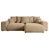 ECKSOFA Ottomane rechts ESKAR-L 266x176x84 Beige Velours - Beige/Schwarz, Holzwerkstoff/Kunststoff (176/266cm) - ALTDECOR