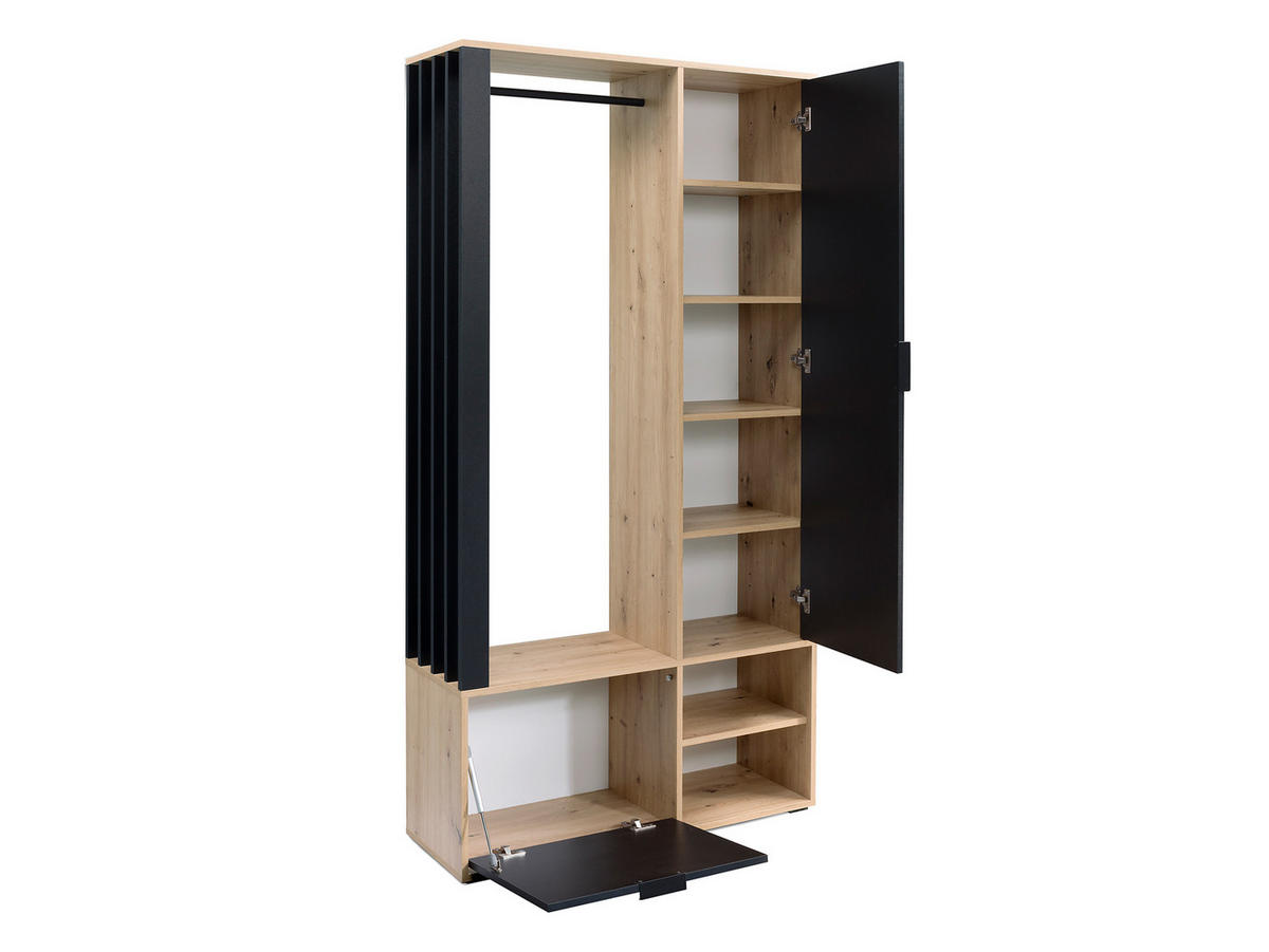 GARDEROBE Milo - Schwarz/Weiß, Holzwerkstoff/Kunststoff (100/190/33cm) - MIRJAN24