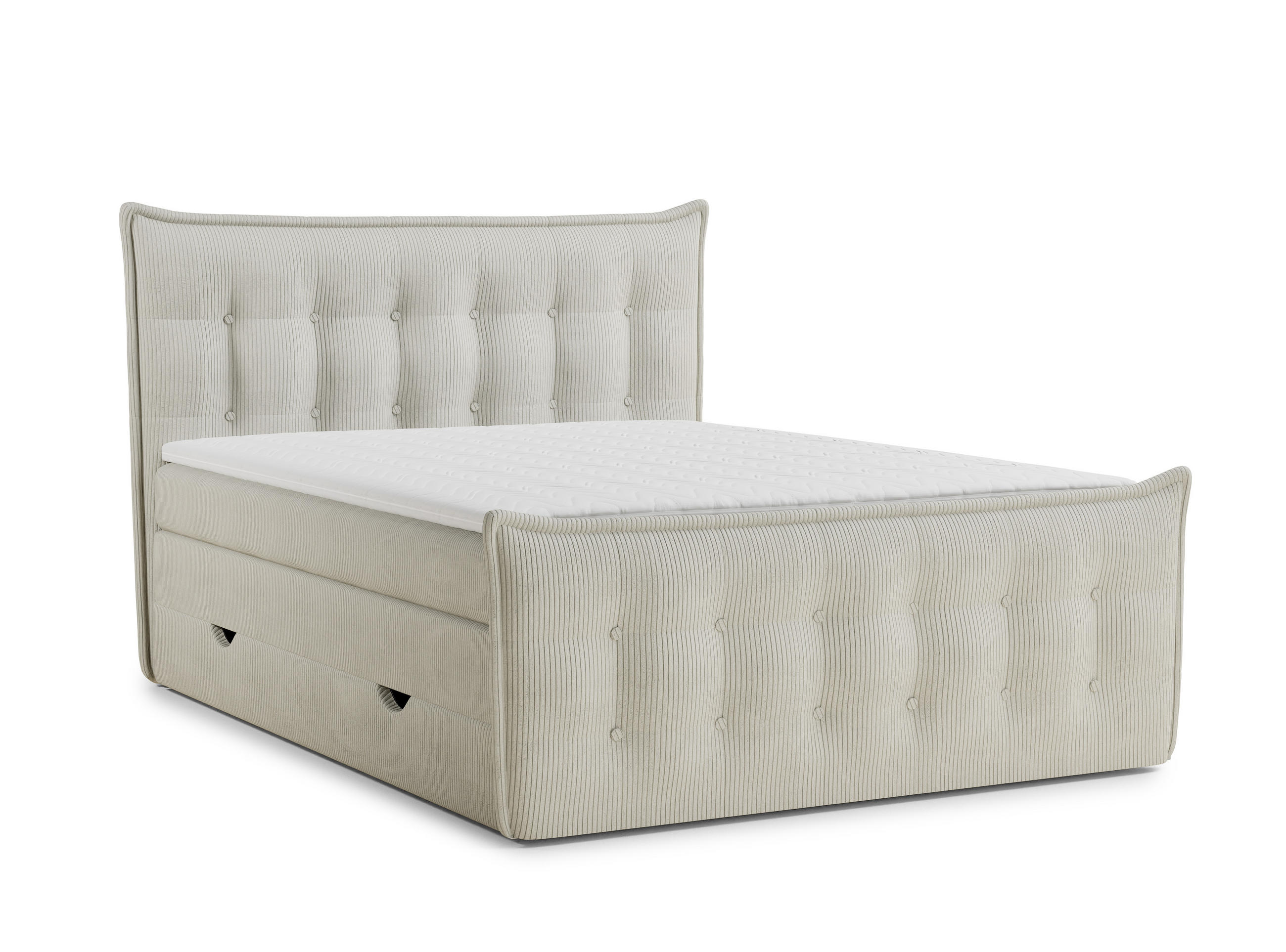 BOXSPRINGBETT Fatu 160/200 cm, in Creme, Bettkasten, Matratze, Topper - Creme/Schwarz, Holz/Holzwerkstoff (160/200cm) - Maison de Reve