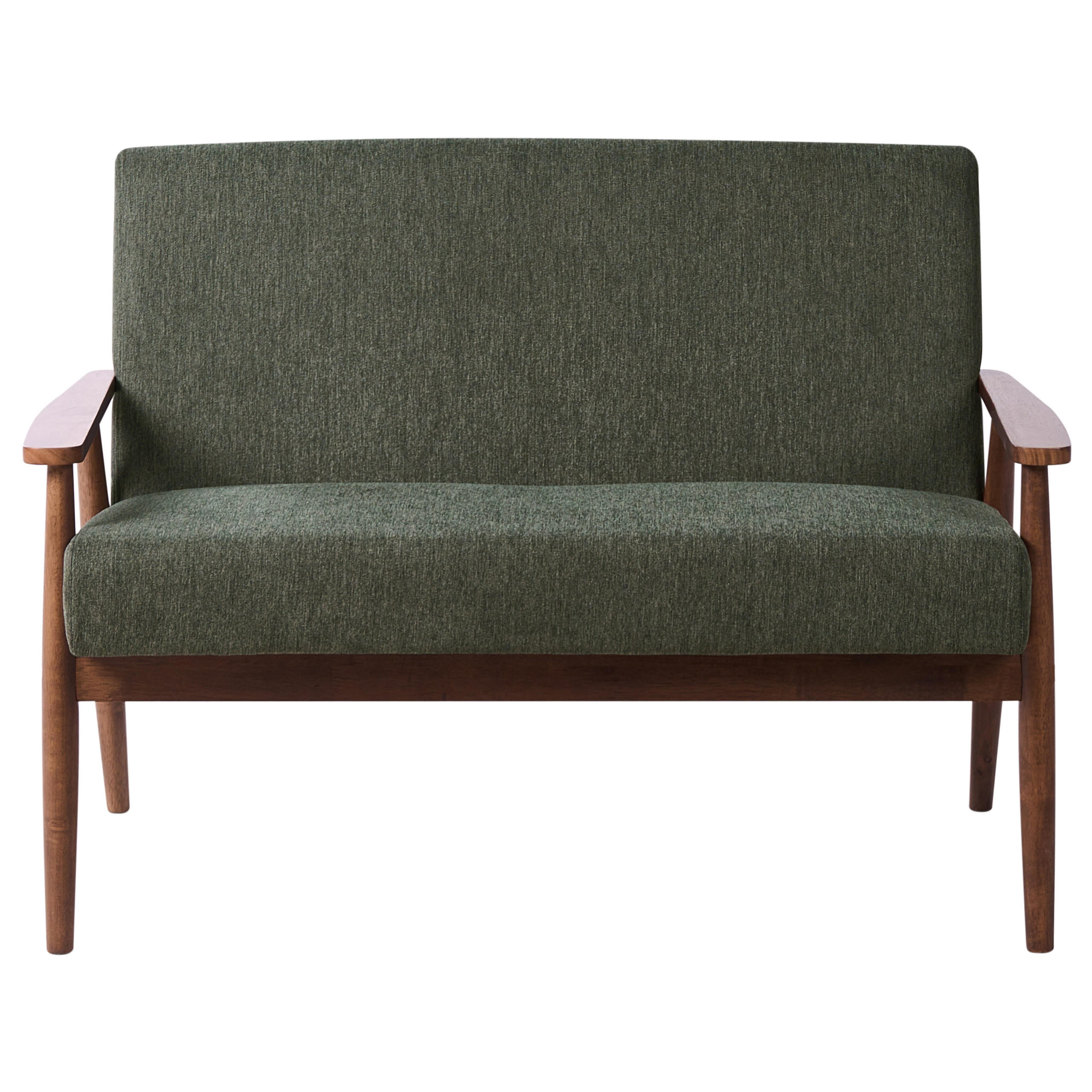 SOFA 2-Sitzer Dunkelbraun/Grün Esrum - Dunkelbraun/Grün, Holz/Textil (111/79/72cm) - Beliani