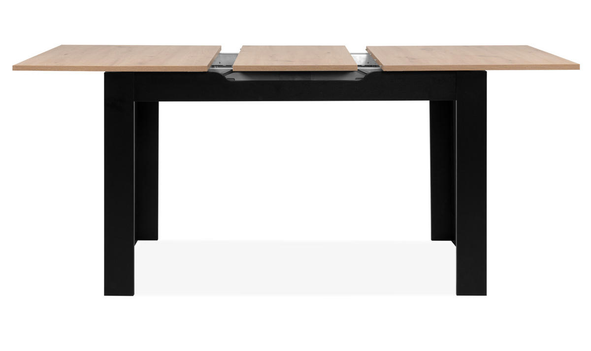 ESSTISCH Eiche Artisan, schwarz 125 - 165 cm, Küchentisch ausziehbar - Schwarz/Eiche Artisan, Holzwerkstoff (125/80/75cm) - Furn.Design
