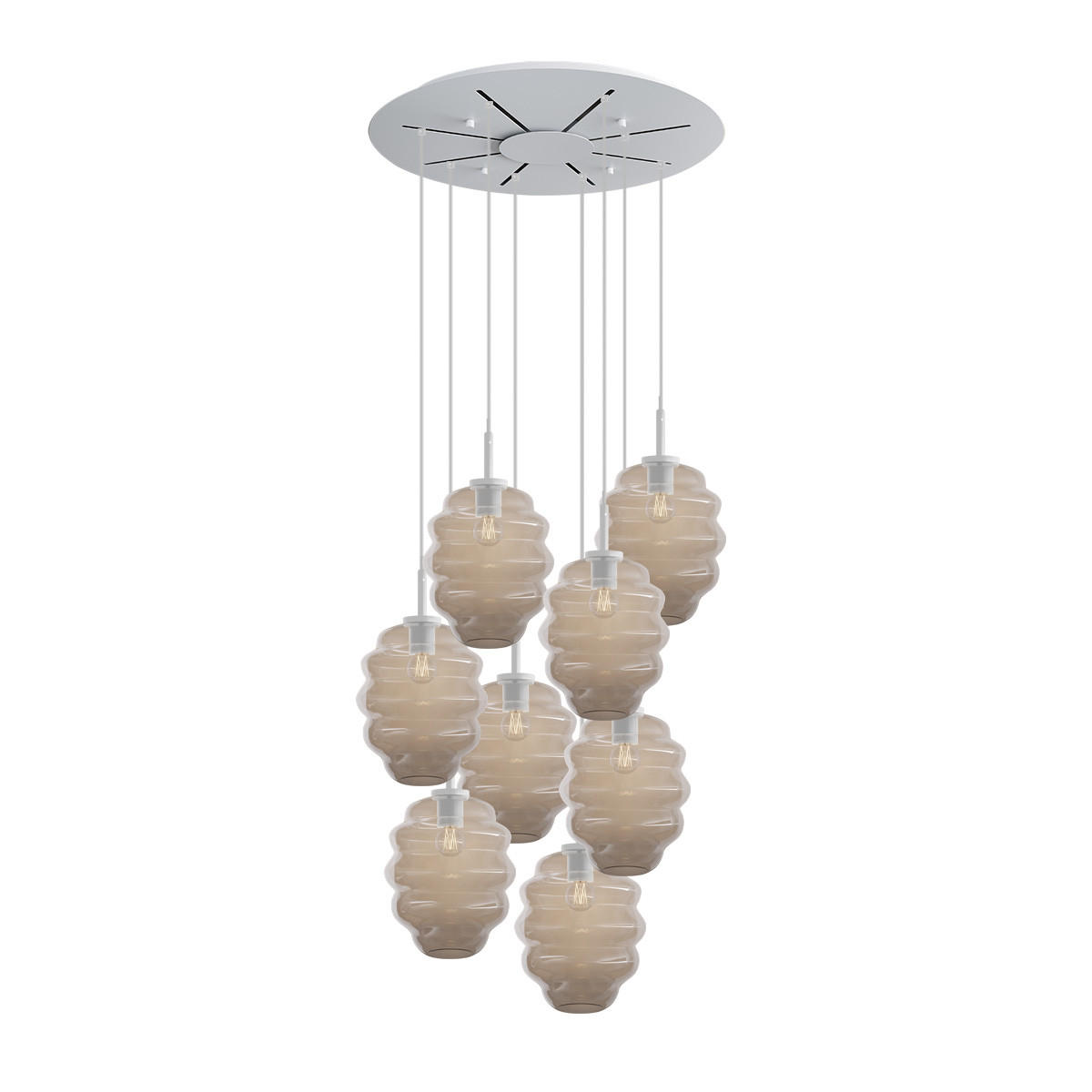 GALERIELEUCHTE Echos 8-flammig Klar Ø 25cm - Klar/Weiß, Glas (25/25/28cm) - s.luce