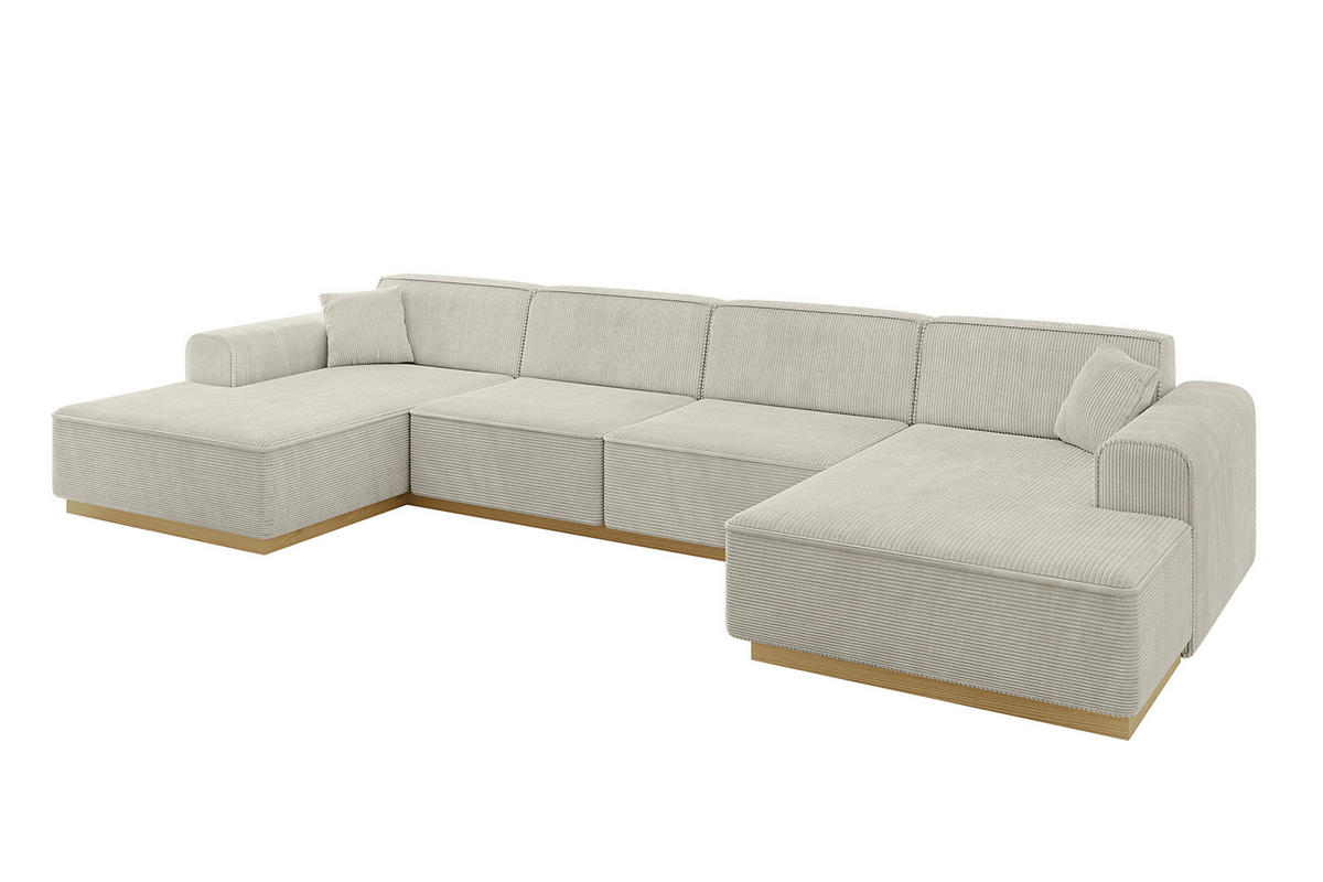 WOHNLANDSCHAFT IREA-U2-v2 - 382x165x81 cm Hellgrau - Hellgrau, Holzwerkstoff/Textil (382/81/165cm) - ALTDECOR