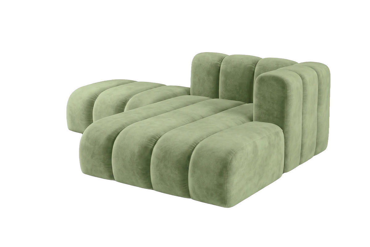 CHAISELONGUE Modulare Mit Hocker, Velvet-Stoff Riviera, Olive, Rechts, GRAND - Olivgrün, Holz (204/179cm) - Kaiser Möbel