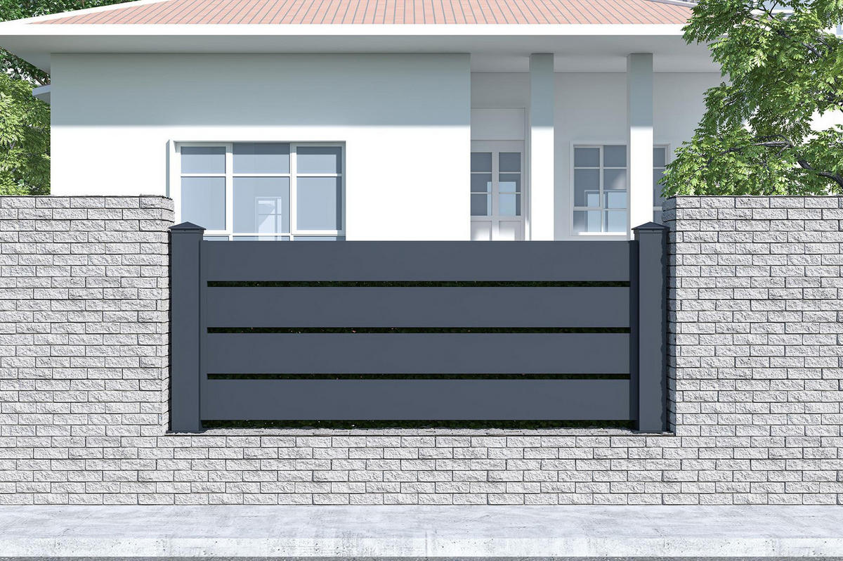 VORGARTENZAUN 3er-Set Vogel grau 1,9m H.80cm aluminium - Grau, Metall (567/80cm) - Casanoov