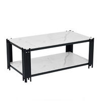 COUCHTISCH in Weiß-Schwarz Wohnzimmertisch mit Metallbeinen für Wohnzimmer, B140/T64/H46cm - Schwarz/Weiß, Holzwerkstoff/Metall (64/114/46cm) - STILVORA