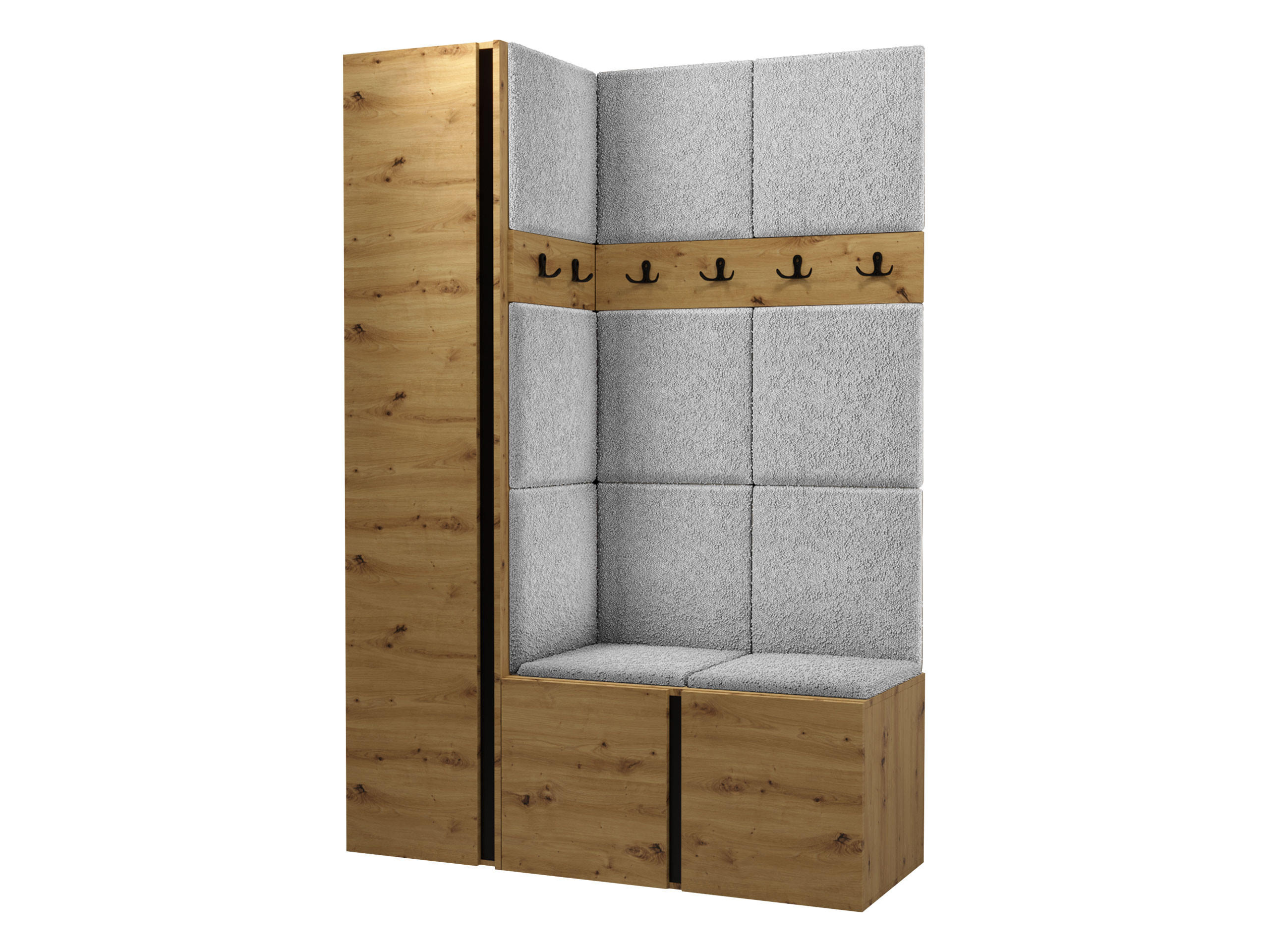 GARDEROBEN-SET Orion IX - Hellgrau/Eiche Artisan, Holzwerkstoff/Kunststoff (124/186/46cm) - MIRJAN24