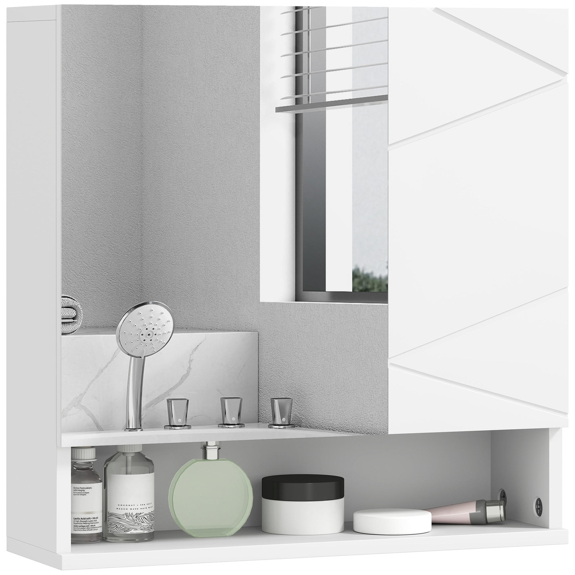 SPIEGELSCHRANK Badezimmer-Wandspiegelschrank, 2-türiger Stauschrank, 55 x 17 x 55 cm ,weiß - Braun, Glas (55/55/17cm) - Vallsero